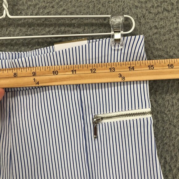 Chicos Pants Womens 0 US 4 Blue Perfect Stretch Yarndye Stripe Zip Crop Slim NWT - Picture 8 of 12